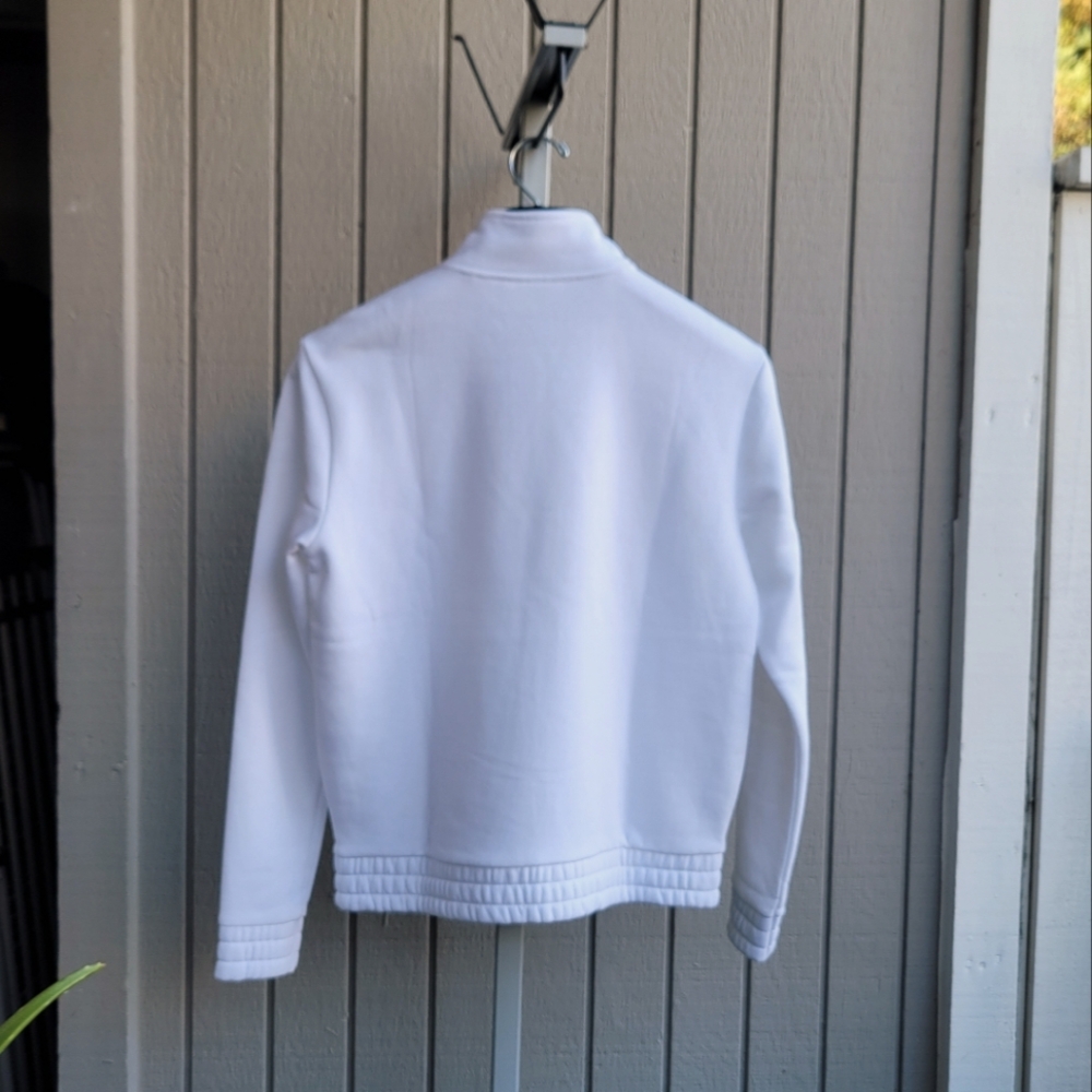 FILA | 1/4 Zip Big Logo EUC Cuffed White Pullover Sweatshirt Ladies Medium - Picture 5 of 12